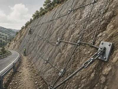 Şev koruma ağı sabitlemede C-Ring ve havalı C-Ring aleti kullanımı