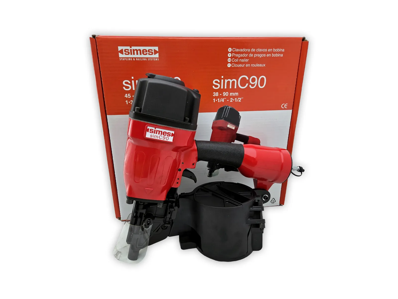 Simes Sim-C90 havalı çivi tabancası 38-90 mm rulo çivi ağır palet ve ahşap yapı için